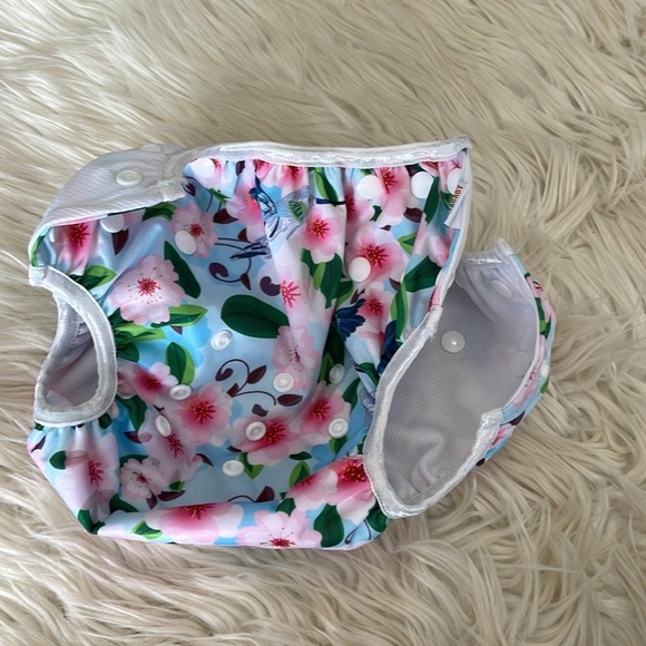 Alvababy floral purple hummingbird reusable snap button baby diapers swim diaper - Picture 12 of 16